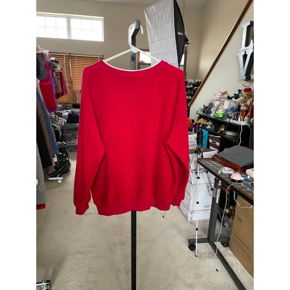 Women's Alfred Dunner Red Crew Neck Sweater with White Trim L - Picture 3 of 4